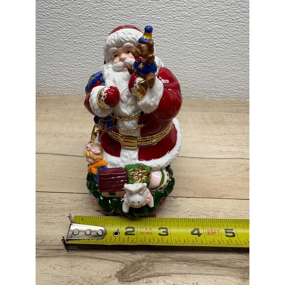 Traditions Porcelain Hand Painted Trinket Box Santa With Toys - Picture 10 of 15